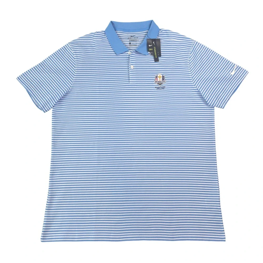 Nike Victory Stripe Golf Polo Mens XL Blue 2020 Ryder Cup Whistling Straits NWT